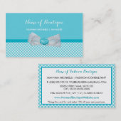 Girly Boutique Aqua Gingham Niedlich Pearls Rose B Visitenkarte (Vorne/Hinten)