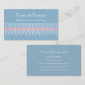 Girly Boutique Blue Polka Dots Pink Ribbon Lace Visitenkarte (Vorne/Hinten)