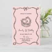 Girly Bow Einladung (Stehend Vorderseite)