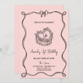 Girly Bow Einladung (Vorne/Hinten)