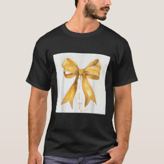 Girly Bow in Watercolor Coquette Ästhetisch golden T-Shirt