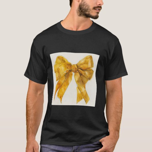 Girly Bow in Watercolor Coquette Ästhetisch golden T-Shirt (Vorderseite)