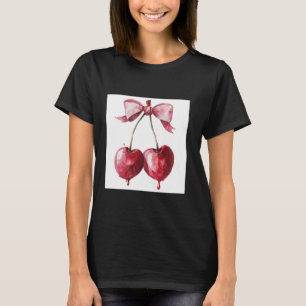 Girly Bow in Watercolor coquette Ästhetisch Pink B T-Shirt