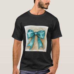 Girly Bow in Watercolor Coquette Ästhetisch Türkis T-Shirt