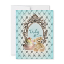 Girly Bows Teddy Bär Babydusche Einladungen