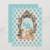 Girly Bows Teddy Bär Babydusche Einladungen (Vorne/Hinten)