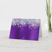 Girly Bright Indigo Lila Foil Holo Glitzer Dankeskarte (Rückseite)