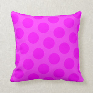 Girly Bright Magenta Polka Dot Kissen