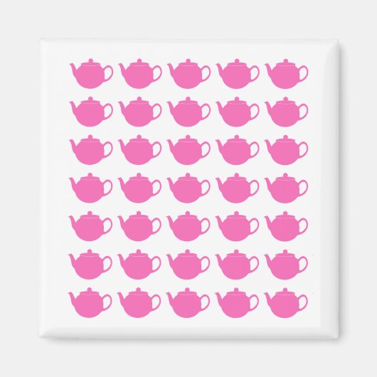 Girly Bright Pink Teapots Magnet (Vorne)