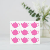Girly Bright Pink Teapots Postkarten (Stehend Vorderseite)