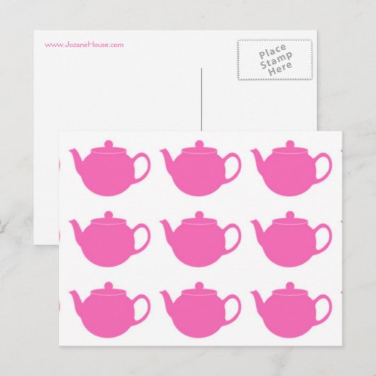 Girly Bright Pink Teapots Postkarten (Vorne/Hinten)