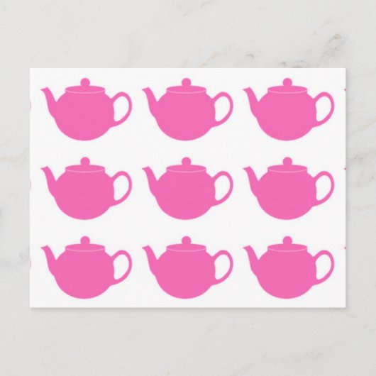 Girly Bright Pink Teapots Postkarten (Vorderseite)
