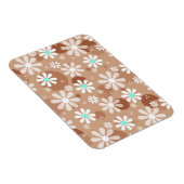 Girly Brown Daisy Blume Muster Niedlich Aqua Dots Magnet (Rechte Seite)