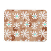 Girly Brown Daisy Blume Muster Niedlich Aqua Dots Magnet (Horizontal)