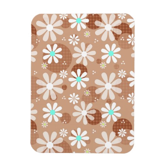 Girly Brown Daisy Blume Muster Niedlich Aqua Dots Magnet (Vertikal)