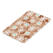 Girly Brown Daisy Blume Muster Niedlich Aqua Dots Magnet (Linke Seite)