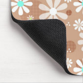 Girly Brown Daisy Blume Muster Niedlich Aqua Dots Mousepad (Ecke)