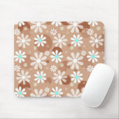 Girly Brown Daisy Blume Muster Niedlich Aqua Dots Mousepad (Mit Mouse)