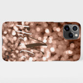 Girly Brown Glittery Monogram iPhone Hülle (Rückseite (Horizontal))