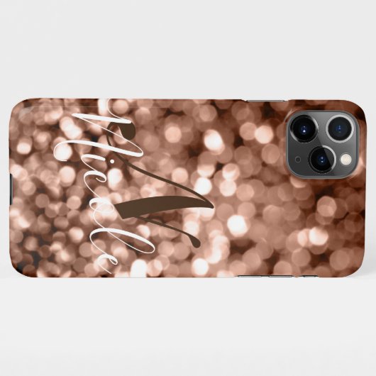 Girly Brown Glittery Monogram iPhone Hülle (Rückseite (Horizontal))