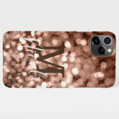 Girly Brown Glittery Monogram Letter iPhone Hülle (Rückseite (Horizontal))