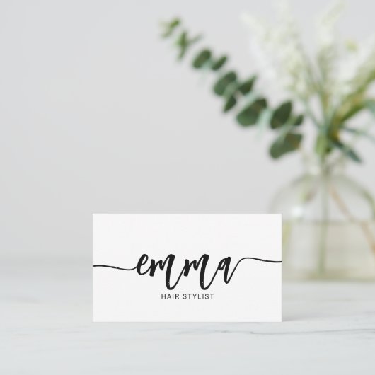 Girly Brush Calligraphy Minimalistisch White Visitenkarte (Stehend Vorderseite)