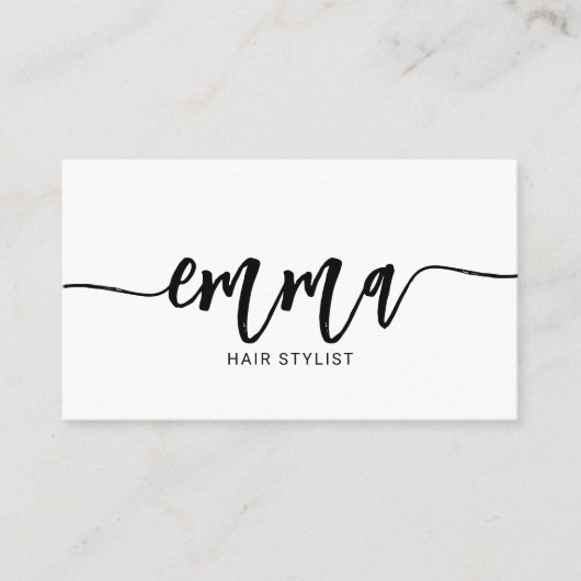 Girly Brush Calligraphy Minimalistisch White Visitenkarte (Vorderseite)