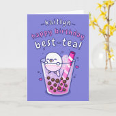 Girly Bubble Tee Cartoon Karte (Gelbe Blume)