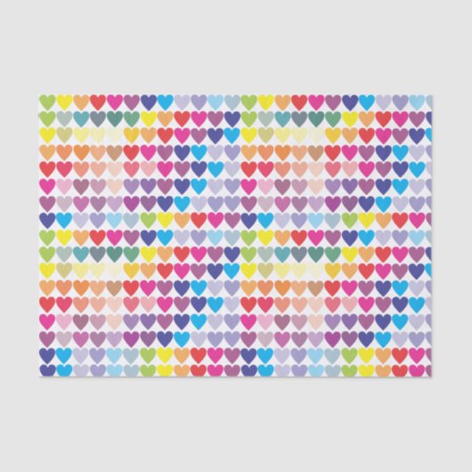 Girly bunte Regenbogen-Herzen Seidenpapier (Vorderseite)
