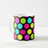 Girly bunter Spaß-NeonTupfen-Muster Kaffeetasse (Vorderseite Links)
