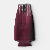 Girly Burgundy Dripping Glitzer Brush Metal Name Flaschenkühler (Rückseite)