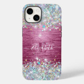 Girly Burgundy Holographic Imitats Glitzer Monogra Case-Mate iPhone Hülle (Rückseite)