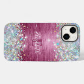 Girly Burgundy Holographic Imitats Glitzer Monogra Case-Mate iPhone Hülle (Rückseite (Horizontal))