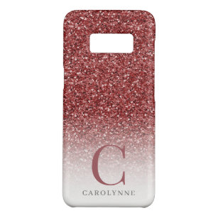 Girly Burgundy Pink Glitzer Ombre Monogram Case-Mate Samsung Galaxy S8 Hülle