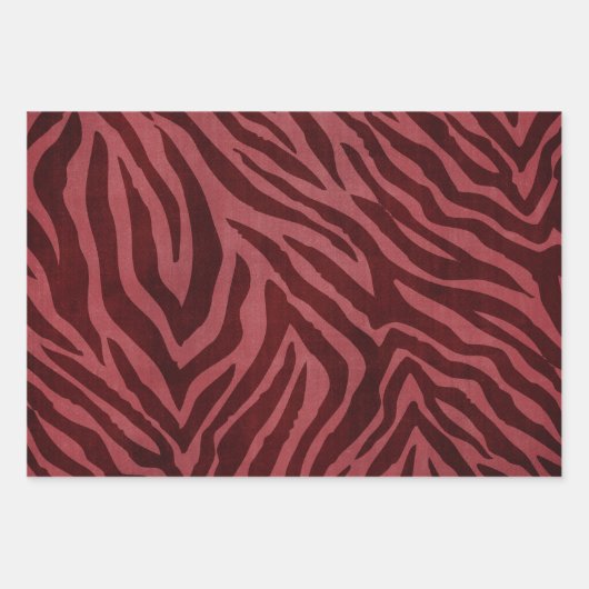 Girly Burgundy Rosa Zebra Print Geschenkpapier Set (Vorderseite 3)