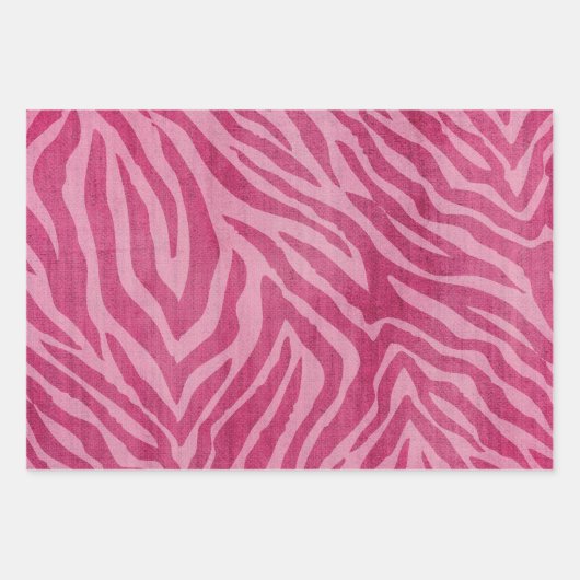 Girly Burgundy Rosa Zebra Print Geschenkpapier Set (Vorderseite 2)