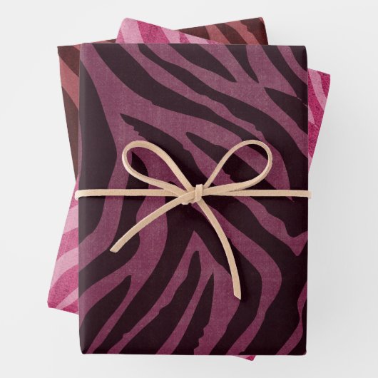 Girly Burgundy Rosa Zebra Print Geschenkpapier Set (Beispiel)