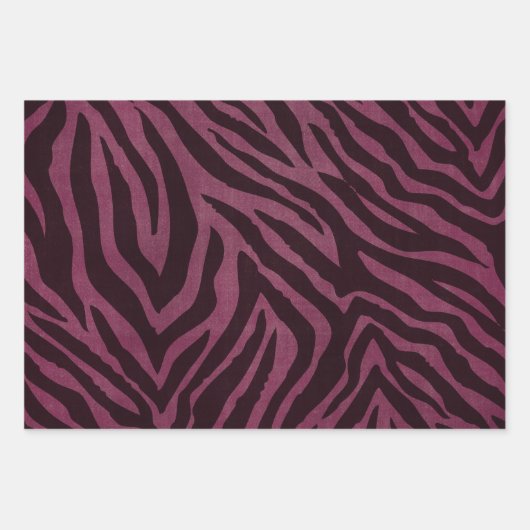 Girly Burgundy Rosa Zebra Print Geschenkpapier Set (Vorderseite)