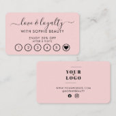 Girly Business Logo Rosa Elegante Loyalität Karte (Vorne/Hinten)