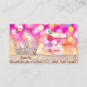 Girly Business Trendy Glitzer Elegant Crown QRCode Visitenkarte (Vorderseite)