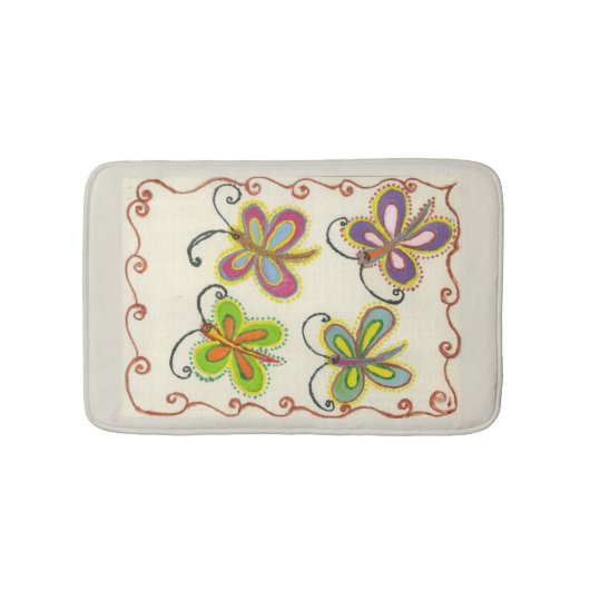Girly Butterfly Bath Mats Badematte (Vorderseite)
