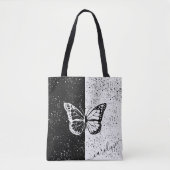 Girly Butterfly Black & White Eleganter Individuel Tasche (Vorderseite)