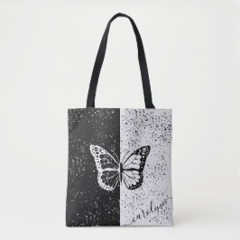 Girly Butterfly Black & White Eleganter Individuel Tasche