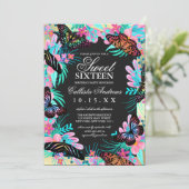 Girly Butterfly Blume Blätter Wasserfarbe Süß 16 Einladung (Stehend Vorderseite)