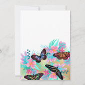 Girly Butterfly Blume Blätter Wasserfarbe Süß 16 Einladung (Rückseite)