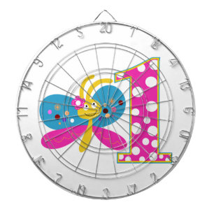 Girly Butterfly Erster Geburtstag Dartscheibe