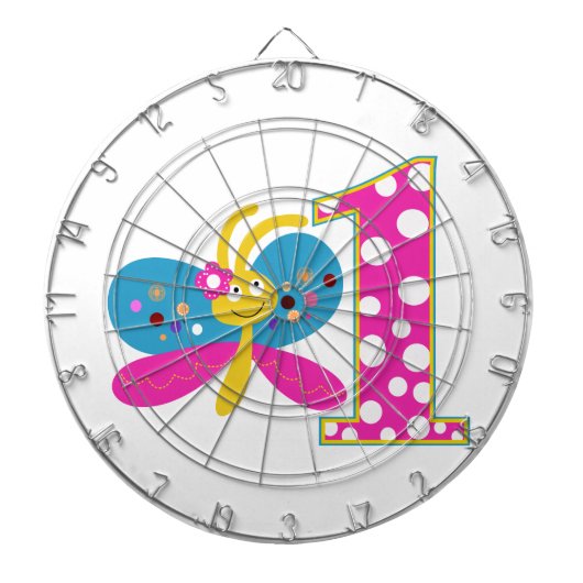 Girly Butterfly Erster Geburtstag Dartscheibe (vorne)