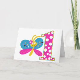 Girly Butterfly Erster Geburtstag Karte