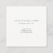 Girly Calligraphy Minimal White Quadratische Visitenkarte (Rückseite)