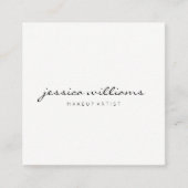 Girly Calligraphy Minimal White Quadratische Visitenkarte (Vorderseite)